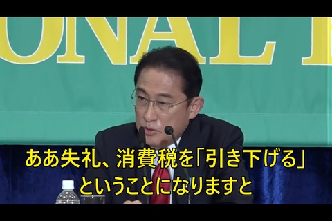 岸田総理「消費税下げろって言う人、全員バカですw消費税下げたら皆もの買わなくなりますw」