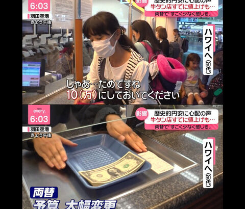 【悲報】ハワイに行くために10万円をドル替えした女性、600ドルにしかならず泣く