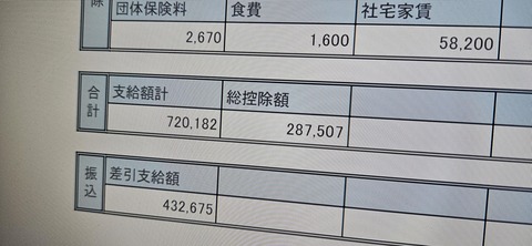 ワイ33歳限界独身おっちゃんの給与明細晒すわ